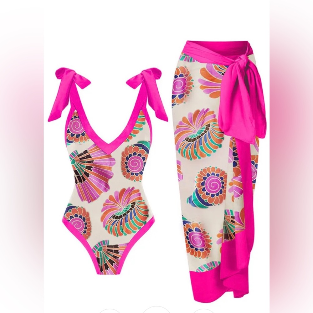 Swimshy one-piece bathing suit and sarong - size XL; NWOT